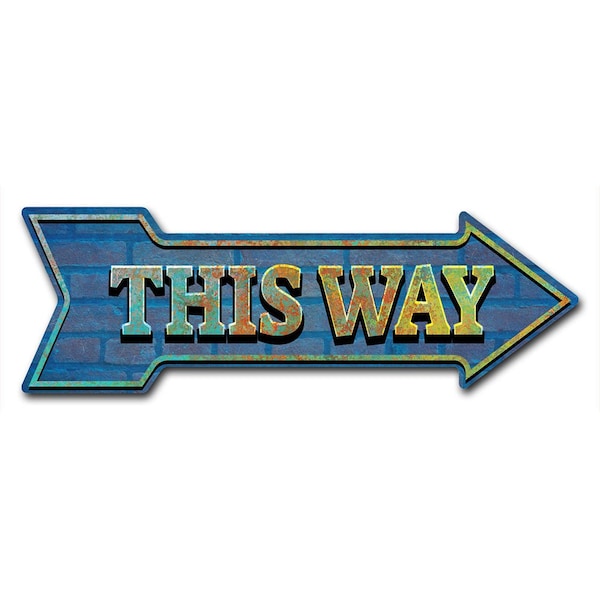 This Way Arrow Decal Funny Home Decor 24in Wide